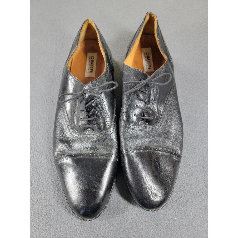 Dimitri Shoes Mens Size 11 Black Leather Made in Italy Cap Toe Dress‎ Hand Made
